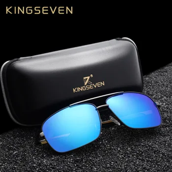 KINGSEVEN DESIGN мъжки класически квадратни поляризирани слънчеви очила за шофиране UV400 Защита N7713F