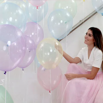 100 бр. / лот цветни Crystal балон 10 инча кръг Бобо прозрачни латексови балони на сватбени Decro хелий надуваеми топки