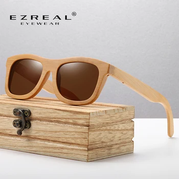 EZREAL реколта бамбукови дървени слънчеви очила ръчно изработени поляризованное огледало мода очила спортни очила в дървена кутия
