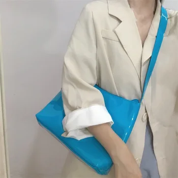 2020 Дамска Ръчна Чанта Лачена Кожа Едно Рамо Чанта През Рамо Чанта Подмишница Пакет Мода Елегантен Стил Багетные Чанти