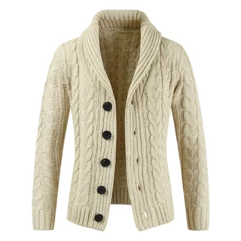 Мода мъжете есен зима топъл пуловер бутон V-образно деколте Slim Fit плетене на пуловери за мъже плета жилетка ежедневни блузи