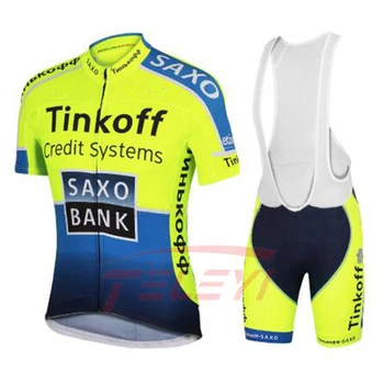 Нов 2021 Saxo Bank Tinkoff Team Колоездене Джърси комплекти МТВ велосипед дишащи шорти облекло Колоездене костюм 20D гел