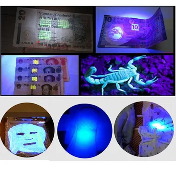Anjoet високо качество 502B UV фенерче светлина виолетово, ултравиолетово лилаво 395-410nm UV led фенерче светлина + 18650 + Зарядно устройство