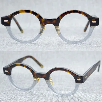 Марка Ацетат Кръгли Слънчеви Очила Рамка Мъжете Късогледство Рецепта За Очила, Рамки За Жени Костенурка Стари Ретро Оптични Очила