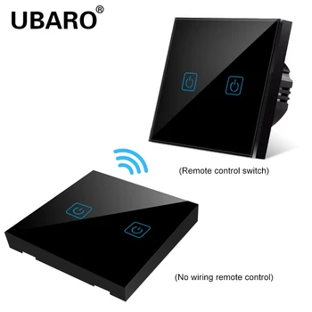 UBARO ЕС 433RF безжичен контрол Crystal стъклен панел ключове, с монтиран на стената лампа лампа Led контролер мощност Сензорен прекъсвач 100-240 В 2Gang