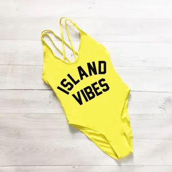 ISLAND VIBES Cross Back 1 One Piece Swimsuit Секси Swimsuit for Women Swimsuit Yellow Swimsuit Mayo Beachwear Badpak Red
