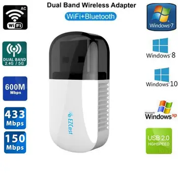 Безжичен USB WiFi адаптер 600 Mbps wifi Dongle PC мрежова карта Bluetooth, wifi 4.2 5 Ghz адаптер Ethernet Lan USB приемник AC Wi-fi