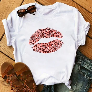 Нова Мода Леопард Графичен Принт Тениски На Жената Vogue Тениски, Ежедневни Блузи С Къс Ръкав Тениски Feamle Clothing