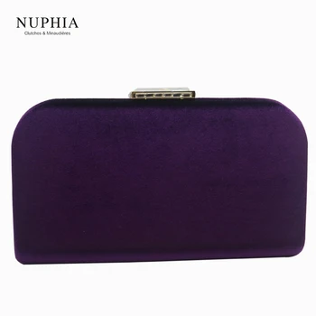 NUFIA Velvet Hard Case Box Clutch вечерни чанти и вечерни клатчи за парти, абитуриентски вечер зелено/лилаво/тъмно син/червен