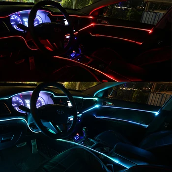 EL Тел RGB Led Car Interior APP режим на управление на звука атмосфера светлина на Неоновата цветна лента разсеяна светлина Декоративна лампа
