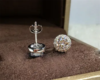 Ръчно изработени Tennis Stud Earrring AAAAA cz Real 925 sterling silver Bijou Fine Wedding Stud Earrings for women Bridal Party Jewelry