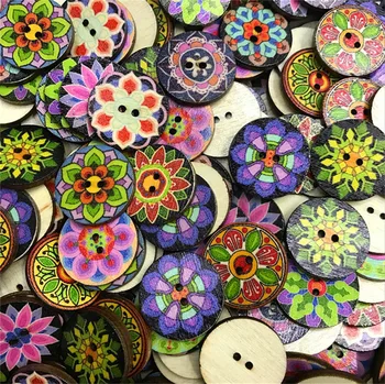 500шт оцветени кръгли дървени копчета за ръчно шиене Бележки облекло занаяти аксесоари подарък карта 20 mm 25мм стари копчета