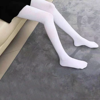 Дамски чорапи над коляното прост памук бедрата високи възрастни ластични чорапи пъстри