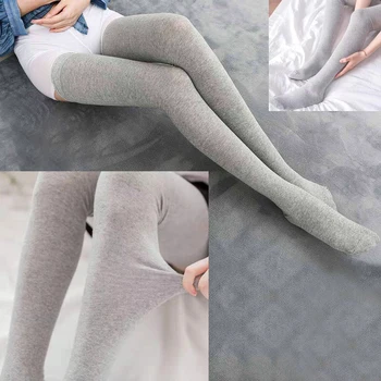 Дамски чорапи над коляното прост памук бедрата високи възрастни ластични чорапи пъстри