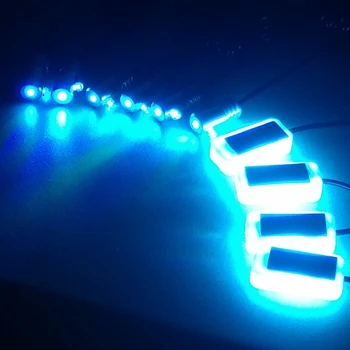 10 в 1 8 м звука на активен EL Neon Strip APP Light LED Car Interior Light Multicolor Bluetooth Phone Control Atmosphere Light 12V