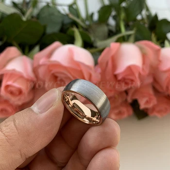 6 мм / 8 мм жени хора, волфрамов карбид пръстени, годежни пръстени, розово злато матированная довършителни купол comfort Fit