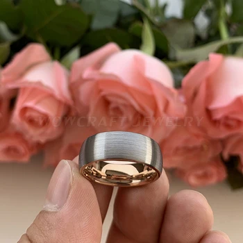 6 мм / 8 мм жени хора, волфрамов карбид пръстени, годежни пръстени, розово злато матированная довършителни купол comfort Fit