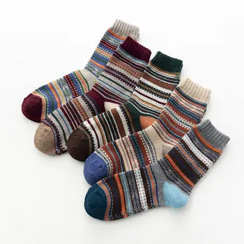 HSS Марка 5 двойки / Лот сгущает топли вълнени чорапи зима есен национален стил шарени бизнес Мъжки чорапи за мъже подаръци Calcetines