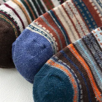 HSS Марка 5 двойки / Лот сгущает топли вълнени чорапи зима есен национален стил шарени бизнес Мъжки чорапи за мъже подаръци Calcetines