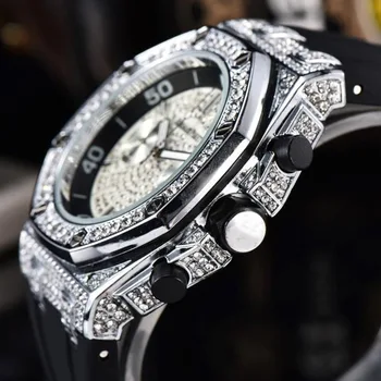 Кух диамант мъжки часовник Спортен топ марка луксозни мода бизнес рокля мъжки ръчен часовник Гипсофила силикон каишка часовник Q
