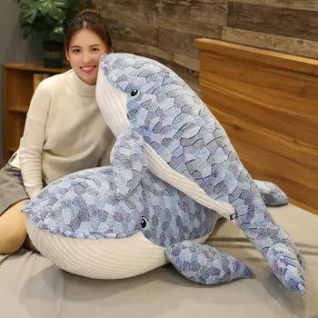 Гигантски размер на кит плюшен играчка сини морски животни мека играчка Huggable акула мека възглавница животните детски подарък