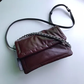луксозни дамски чанта дизайнерски стил на Испания овчи материал мека възглавница чанта верига crossbody чанта черно вино червено бяла чанта