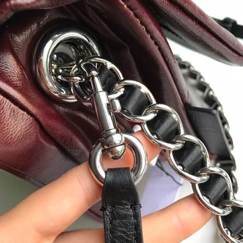 луксозни дамски чанта дизайнерски стил на Испания овчи материал мека възглавница чанта верига crossbody чанта черно вино червено бяла чанта