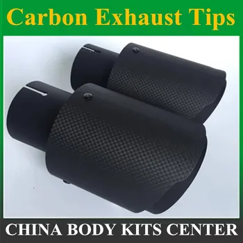 Carbon Carbon Car Muffler Накрайник на изпускателната система е универсална директен неръждаема Черна изпускателна тръба изпускателна Мультиразмер за Akrapovic