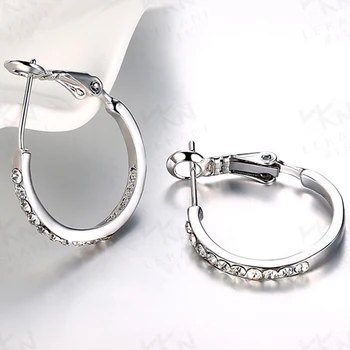DOTEFFIL 925 сребро / rose gold circle форма AAA Циркон обеци жени Чар подарък мода Чар страна на сватбени декорации