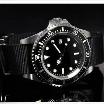 42мм PARNIS черно стерилна циферблат корпус от неръждаема стомана и механизъм за самостоятелно ликвидация мъжки ръчен часовник