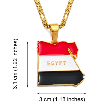 Anniyo Държава Египет карта и флаг колие с висулка за жени/мъже златист цвят бижута египтяните подаръци #116406