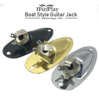 3шт лодка стил Джак плоча 6.35 мм китара пикап изход вход изтегления включете подмяна на контакти за РР ST електрически китари части
