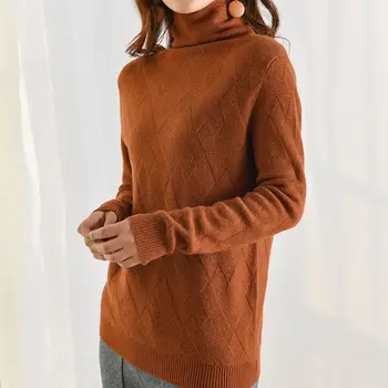 Кашмир sweaters за Жени Есен-Зима жени Кашмир вълна геометрична възли топли пуловери пуловери