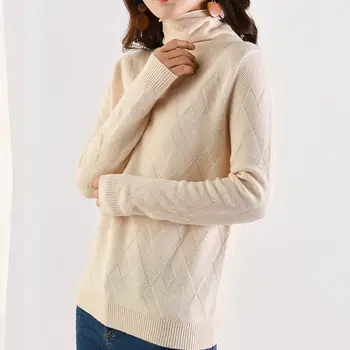 Кашмир sweaters за Жени Есен-Зима жени Кашмир вълна геометрична възли топли пуловери пуловери
