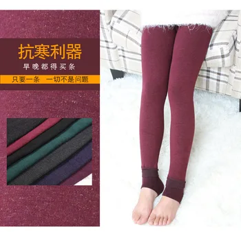 Семицветная памучен безпроблемна интеграция на детски топли панталони цветни гамаши удебеляване и кадифе, гамаши за момичета