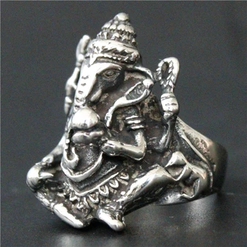 2017 най-новия Буда слон пръстен 316L неръждаема стомана мъжки момчета горещи продажба готин Индийски Ганеша пръстен