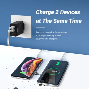 TOPK B254Q Quick Charge 3.0 Dual USB зарядно устройство адаптер EU Travel Wall QC3. 0-бързо зарядно устройство за iPhone Samsung Xiaomi