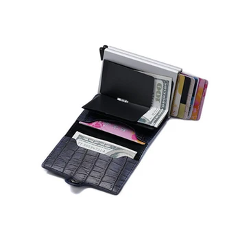 ZOVYVOL Алигатор функция ПУ кожен калъф за карти мъжки портфейл притежателя на кредитната карта посещение на алуминиеви двойни кутии карти в чантата на жената