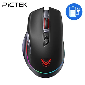 PICTEK PC255 Gaming Mouse Wireless 10000 DPI RGB Mouse акумулаторни ергономични мишки с 8 програмируеми бутона за PC