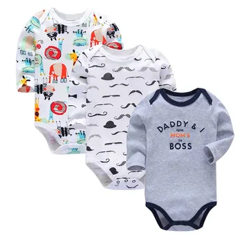 Нов Baby Boys боди 2019 3 бр. С дълъг ръкав памук Baby Boy момиче облекло 0-24 месеца новороденото тялото bebe Clothing