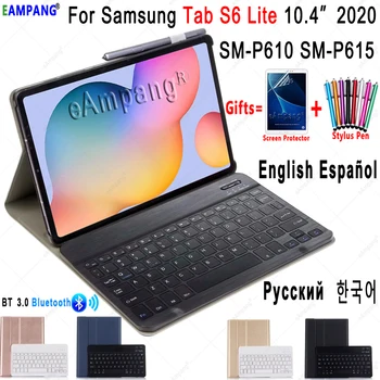 Калъф за Samsung Galaxy Tab S6 Lite 10.4 Keyboard Case Tab S6 10.5 S7 11 покриване на руски английски испански корейски Bluetooth клавиатура