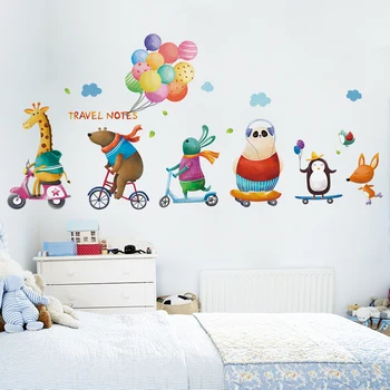 [shijuekongjian] мультяшные животни балони стенни стикери САМ звезда гоблени, стенни стикери за детски стаи украса на детска спалня