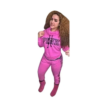 Есен Спорт розово писмо спортен костюм за жени комплект поло hoody Jogger панталони набор от спортен костюм от две части фитнес-оборудване