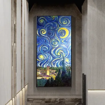 Ван Гог Звездна нощ платно картина на стенно изкуство импресионист Звездна нощ платно картина за хола Куадрос