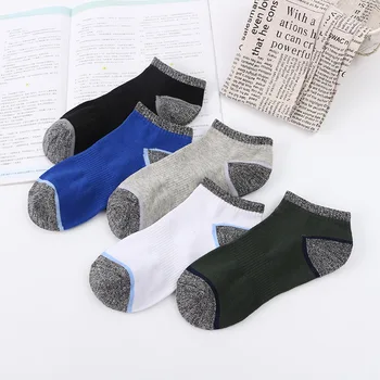 Високо качество на 5 чифта/лот мъжки чорапи памук с ниско деколте спортни компресия чорапи за джогинг баскетбол, колоездене, каране на ски спортни чорапи Мъжки