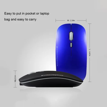 Ультратонкая 400-1600CPI 2.4 G безжична мишка мини безжична тиха мишка USB зареждане на мишката, за офис компютър, настолен компютър лаптоп