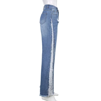 Sweetown син 90s естетичен, тънък, секси дамски дънки с ниска талия Flare панталони странично дупка реколта градинска проблемни дънкови панталони