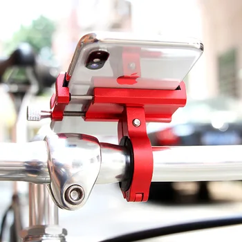 Черен / червен алуминиев калъф телефон AlloyBicycle за 3.5-6.2-инчов смартфон регулируема поддръжка на GPS велосипед телефон щанд Mount