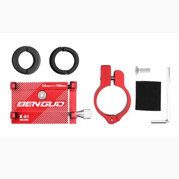 Черен / червен алуминиев калъф телефон AlloyBicycle за 3.5-6.2-инчов смартфон регулируема поддръжка на GPS велосипед телефон щанд Mount