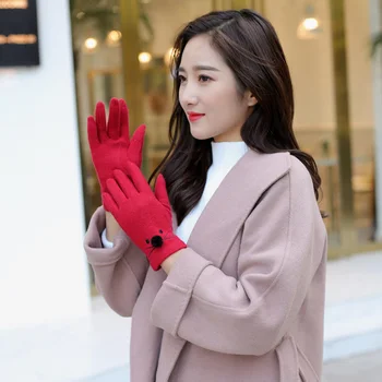 Модни дамски ръкавици със сензорен екран жените косъмът е тънък сладък котка шаблон пълни с пръстите на ръцете топли, студени нескользящие шофьорски ръкавици за езда H63